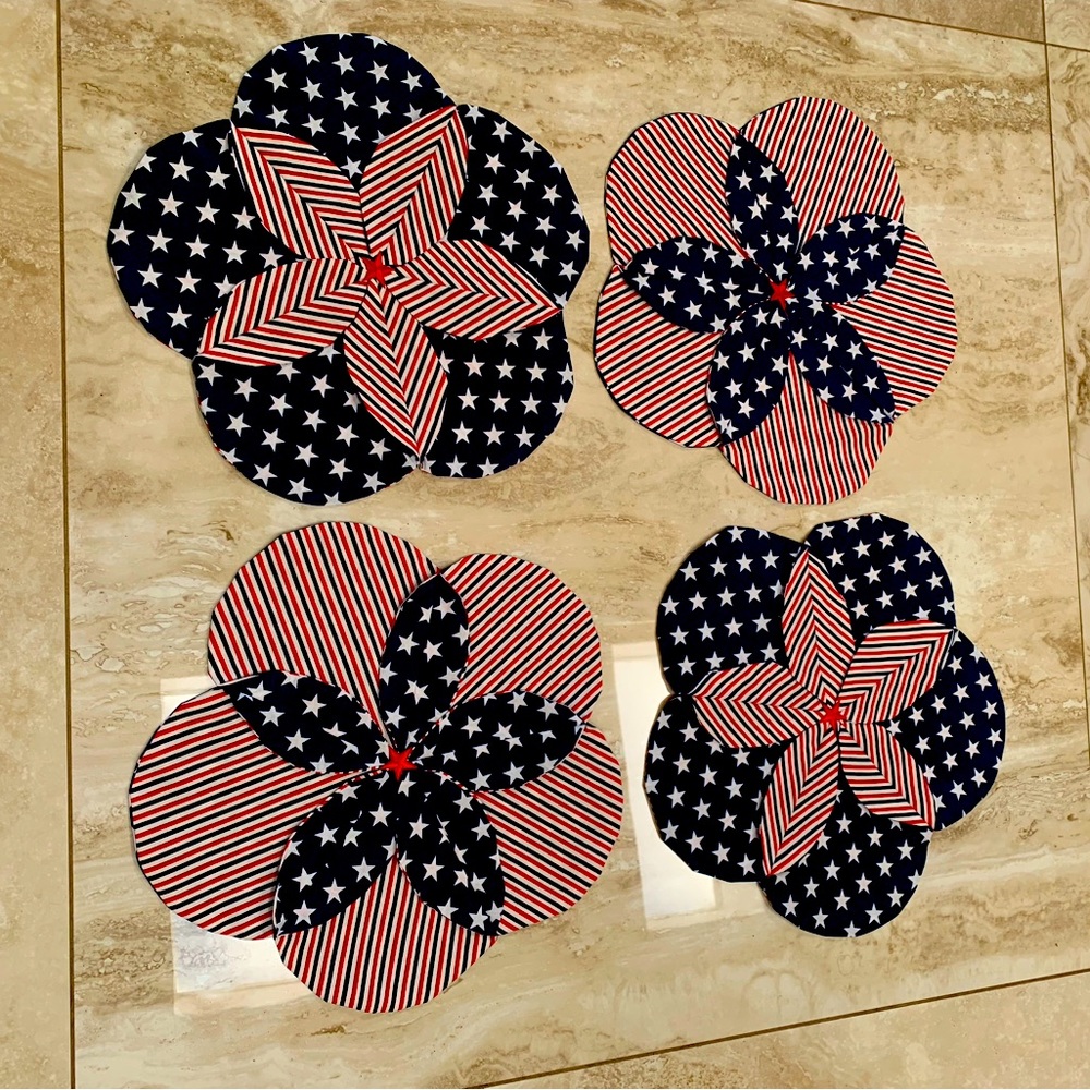 4 Fourth of July, Patriotic Placemats. Handmade.